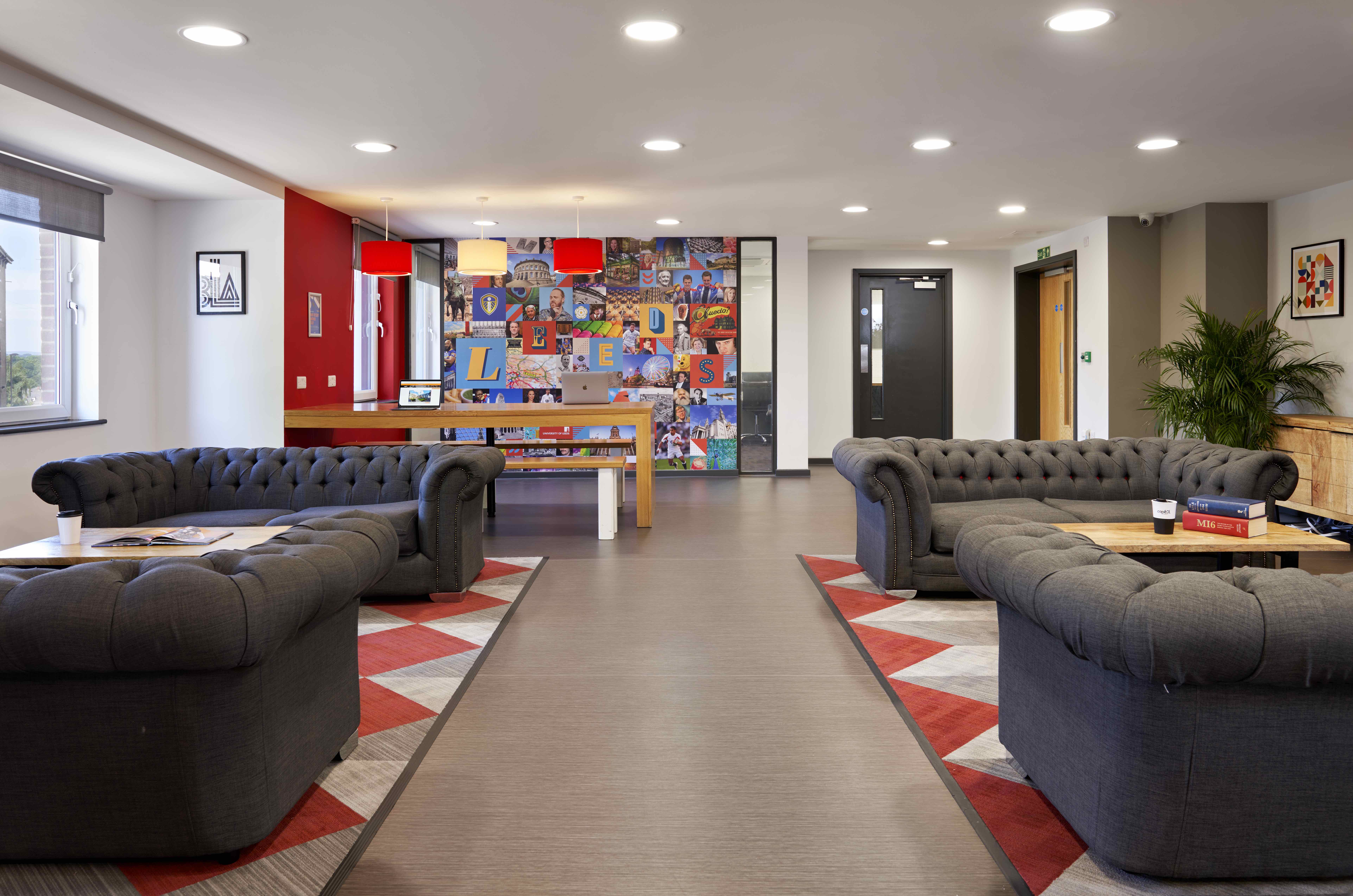 Leeds student accommodation common room sofas